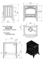 Печь-камин  Koza/K6/W, изображение 2